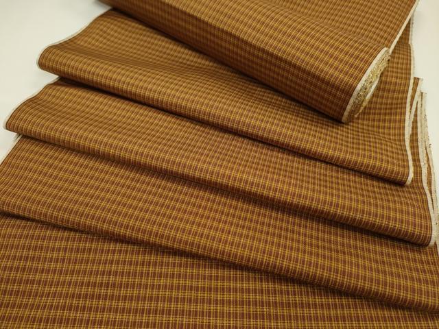 平和屋着物●本場黄八丈　綾織　紬　反物　格子柄　着尺　逸品　未使用　CABJ1434ju