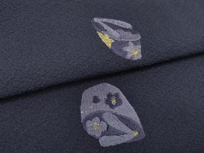 平和屋着物●付下げ　反物　総刺繍　手刺繍作家　梯久恵　ぽっくり下駄　金糸　丹後ちりめん　証紙付き　着尺　逸品　未使用　CABJ1445ju