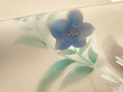 平和屋着物●塩瀬　名古屋帯　反物　手描き　枝花文　洗柿色　金彩　逸品　未使用　CABJ1456ju