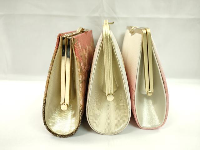平和屋着物▼和装小物　和装バッグまとめて３点　ハンドバッグ　佐賀錦　花文　地紙流水枝葉文　箔散らし　金糸　逸品　CABJ1467ju