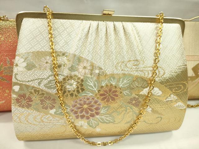 平和屋着物▼和装小物　和装バッグまとめて３点　ハンドバッグ　佐賀錦　鳳凰花文　流水花文　金糸　逸品　CABJ1469ju