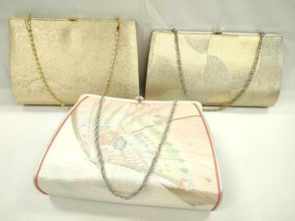 平和屋着物▼和装小物　和装バッグまとめて３点　ハンドバッグ　ペイズリー　花蝶文　吉祥文　金糸　ラメ糸　逸品　CABJ1479ju