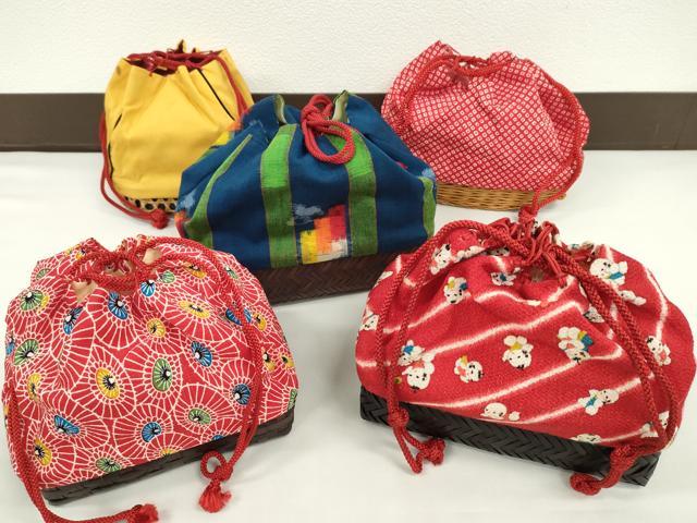 平和屋着物▼夏物　和装小物　和装バッグ　籠巾着まとめて５点　浴衣　縮緬　紬地　唐子　番傘など　逸品　CABJ1484ju