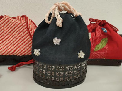 平和屋着物▼夏物　和装小物　和装バッグ　籠巾着まとめて５点　浴衣　縮緬　ビーズ　スパンコール　絞り　枝梅文など　逸品　CABJ1487ju