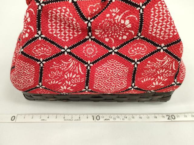平和屋着物▼夏物　和装小物　和装バッグ　籠巾着まとめて５点　浴衣　縮緬　桜　姉さん人形柄　絞り　亀甲吉祥花文など　逸品　CABJ1490ju