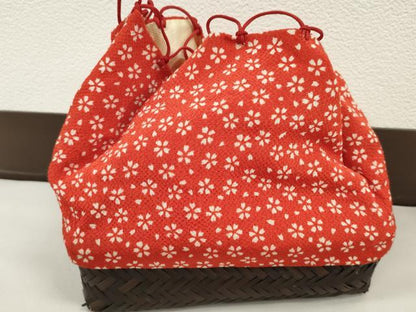 平和屋着物▼夏物　和装小物　和装バッグ　籠巾着まとめて５点　浴衣　縮緬　枝梅　扇梅文　舞花文など　逸品　CABJ1492ju