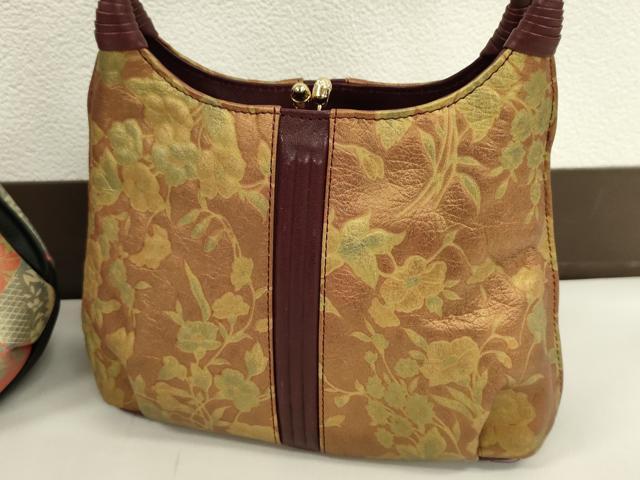平和屋着物▼和装小物　和装バッグまとめて４点　ハンドバッグ　がま口　切嵌草花文　笹竹花文　逸品　CABJ1496ju