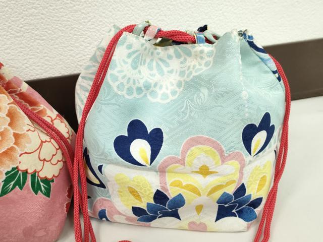 平和屋着物▼和装小物　和装バッグ　巾着まとめて５点　浴衣　花　リバーシブル　綿　縮緬など　逸品　CABJ1500ju