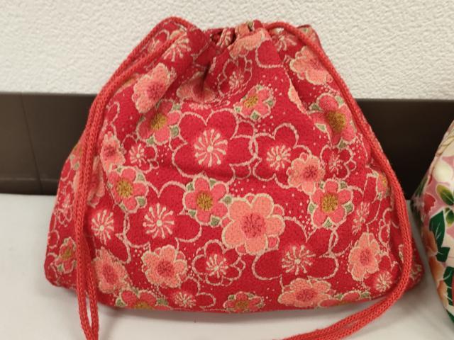 平和屋着物▼和装小物　和装バッグ　巾着まとめて５点　浴衣　花　リバーシブル　綿　縮緬など　逸品　CABJ1500ju
