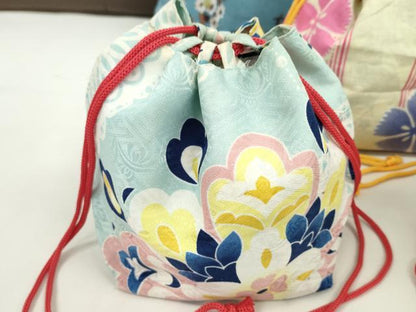 平和屋着物▼和装小物　和装バッグ　巾着まとめて５点　浴衣　花　楓　リバーシブル　綿　縮緬など　逸品　CABJ1501ju