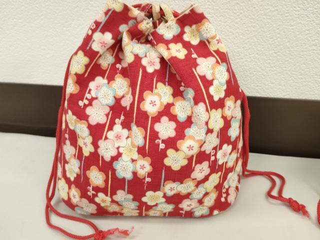 平和屋着物▼和装小物　和装バッグ　巾着まとめて５点　浴衣　金魚　花　槍梅　リバーシブル　綿　逸品　CABJ1503ju
