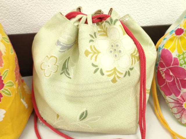 平和屋着物▼和装小物　和装バッグ　巾着まとめて５点　浴衣　うさぎ　花　リバーシブル　綿　逸品　CABJ1504ju