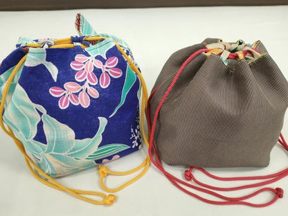 平和屋着物▼和装小物　和装バッグ　巾着まとめて５点　浴衣　うさぎ　花　万筋　リバーシブル　縮緬　綿など　逸品　CABJ1506ju