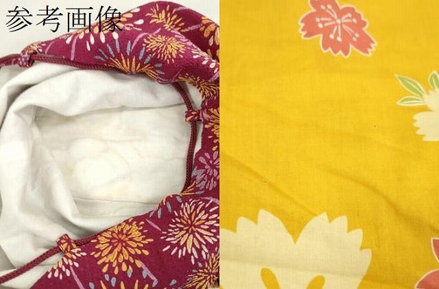 平和屋着物▼和装小物　和装バッグ　巾着まとめて５点　浴衣　うさぎ　花　花火　リバーシブル　縮緬　綿など　逸品　CABJ1508ju