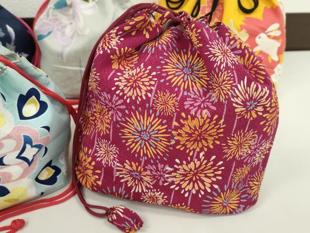 平和屋着物▼和装小物　和装バッグ　巾着まとめて５点　浴衣　うさぎ　花　花火　リバーシブル　縮緬　綿など　逸品　CABJ1508ju