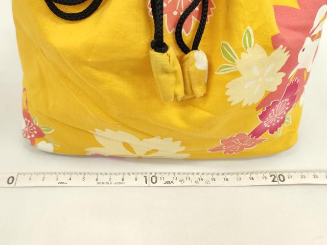 平和屋着物▼和装小物　和装バッグ　巾着まとめて５点　浴衣　うさぎ　花　花火　リバーシブル　縮緬　綿など　逸品　CABJ1508ju