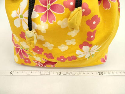 平和屋着物▼和装小物　和装バッグ　巾着まとめて５点　浴衣　金魚　花　リバーシブル　綿　逸品　CABJ1512ju