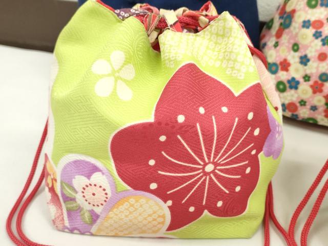 平和屋着物▼和装小物　和装バッグ　巾着まとめて５点　浴衣　花　リバーシブル　縮緬　綿など　逸品　CABJ1513ju