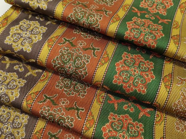 平和屋本店●龍村平蔵製　丸帯　反物　唐花双鳥長斑錦　逸品　未使用　CABJ1523ju