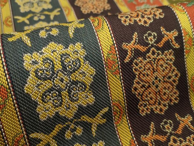 平和屋本店●龍村平蔵製　丸帯　反物　唐花双鳥長斑錦　逸品　未使用　CABJ1523ju