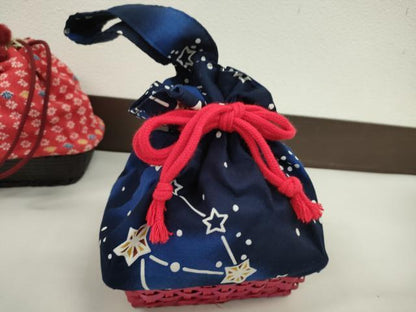 平和屋着物▼夏物　和装小物　和装バッグ　籠巾着まとめて５点　浴衣　星　麻の葉柄　草花文　縮緬　綿など　逸品　CABJ1531ju