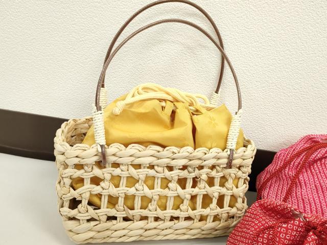 平和屋着物▼夏物　和装小物　和装バッグ　籠巾着まとめて５点　浴衣　レース風　絞りなど　逸品　CABJ1534ju