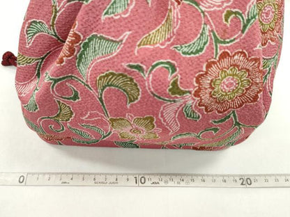 平和屋着物▼和装小物　和装バッグ　巾着まとめて５点　桜蝶文　花唐草　扇　縮緬　綿　金彩　袴　浴衣　逸品　CABJ1538ju
