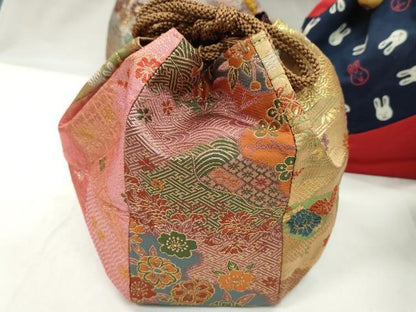 平和屋着物▼和装小物　和装バッグ　巾着まとめて５点　うさぎ　枝花文　金襴　金糸　袴　浴衣　逸品　CABJ1543ju
