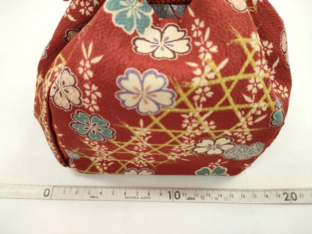 平和屋着物▼和装小物　和装バッグ　巾着まとめて５点　麻の葉蝶文　籬花文　縮緬　金彩　袴　浴衣　未使用あり　逸品　CABJ1544ju