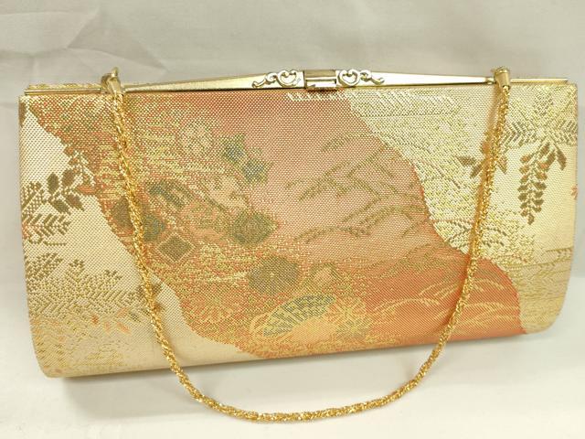 平和屋着物▼和装小物　和装バッグまとめて３点　ハンドバッグ　佐賀錦　檜扇吉祥花文　草花文　金銀糸　逸品　CABJ1552ju