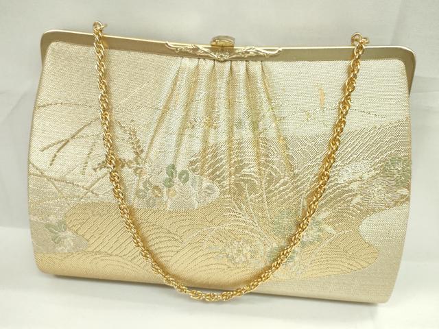 平和屋着物▼和装小物　和装バッグまとめて３点　ハンドバッグ　佐賀錦　鏡裏鶴花文　流水草花文　金銀糸　逸品　CABJ1556ju
