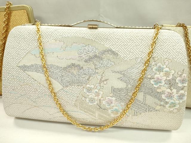 平和屋着物▼和装小物　和装バッグまとめて３点　ハンドバッグ　佐賀錦　露芝道長花文　地紙重ね梅松文　礼装　金銀糸　逸品　CABJ1561ju