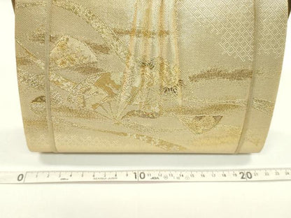平和屋着物▼和装小物　和装バッグまとめて３点　ハンドバッグ　佐賀錦　熨斗扇面花文　御所車花文　金銀糸　逸品　CABJ1565ju