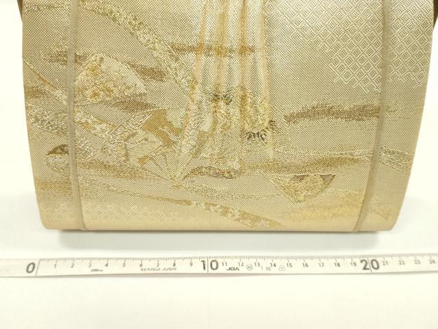 平和屋着物▼和装小物　和装バッグまとめて３点　ハンドバッグ　佐賀錦　熨斗扇面花文　御所車花文　金銀糸　逸品　CABJ1565ju