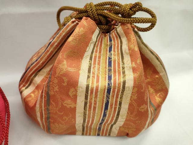 平和屋着物▼和装小物　和装バッグ　巾着まとめて５点　乱菊　楓文　鞠　十字絣　金襴　縮緬　綿　袴　浴衣　逸品　CABJ1574ju