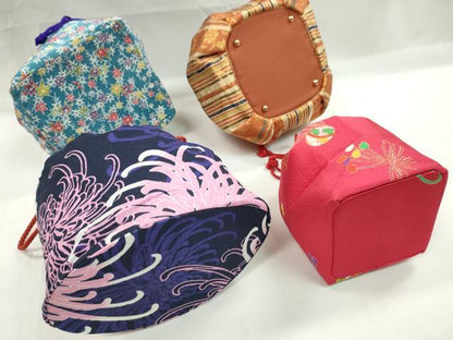 平和屋着物▼和装小物　和装バッグ　巾着まとめて５点　乱菊　楓文　鞠　十字絣　金襴　縮緬　綿　袴　浴衣　逸品　CABJ1574ju