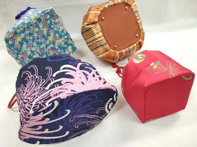 平和屋着物▼和装小物　和装バッグ　巾着まとめて５点　乱菊　楓文　鞠　十字絣　金襴　縮緬　綿　袴　浴衣　逸品　CABJ1574ju