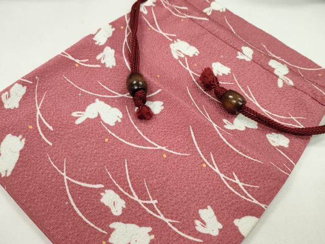 平和屋着物▼和装小物　和装バッグ　巾着まとめて５点　露芝兎文　紫陽花　縮緬　紬地　浴衣　未使用あり　逸品　CABJ1575ju