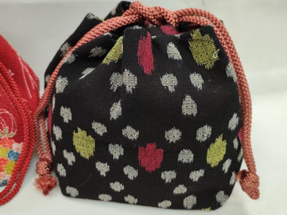 平和屋着物▼和装小物　和装バッグ　巾着まとめて５点　露芝兎文　紫陽花　縮緬　紬地　浴衣　未使用あり　逸品　CABJ1575ju