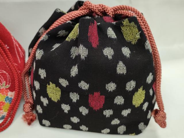 平和屋着物▼和装小物　和装バッグ　巾着まとめて５点　露芝兎文　紫陽花　縮緬　紬地　浴衣　未使用あり　逸品　CABJ1575ju
