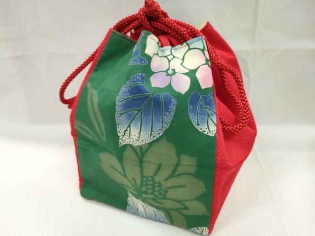 平和屋着物▼和装小物　和装バッグ　巾着まとめて５点　露芝兎文　紫陽花　縮緬　紬地　浴衣　未使用あり　逸品　CABJ1575ju