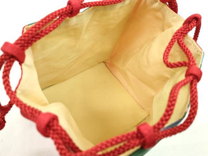 平和屋着物▼和装小物　和装バッグ　巾着まとめて５点　露芝兎文　紫陽花　縮緬　紬地　浴衣　未使用あり　逸品　CABJ1575ju