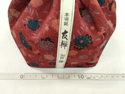 平和屋着物▼和装小物　和装バッグ　巾着まとめて５点　加賀友禅　梅菊　扇花蝶文　縮緬　綿　金彩　浴衣　袴　未使用あり　逸品CABJ1578ju