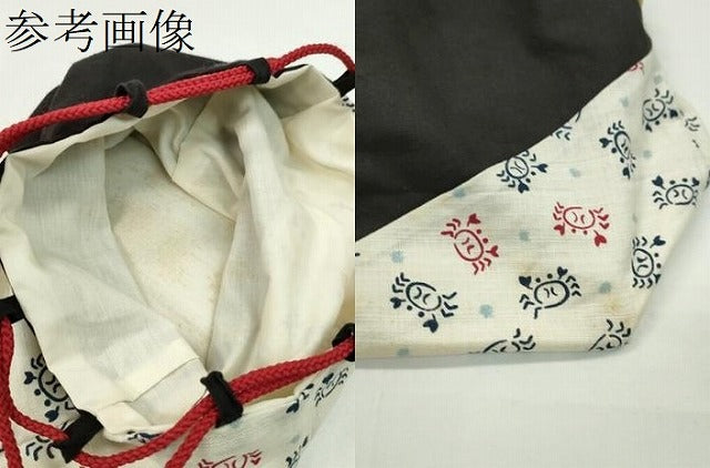 平和屋着物▼和装小物　和装バッグ　巾着まとめて５点　草花文　カニ　縮緬　金糸　浴衣　袴　逸品　CABJ1579ju