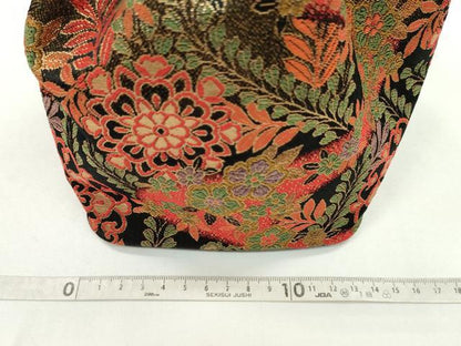 平和屋着物▼和装小物　和装バッグ　巾着まとめて５点　草花文　カニ　縮緬　金糸　浴衣　袴　逸品　CABJ1579ju