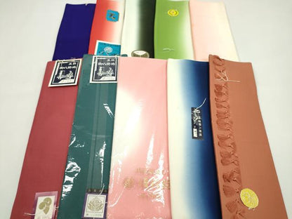 平和屋着物▼和装小物　八掛まとめて10点　暈し　色無地　紬地　紗綾形地紋　全て正絹　未使用多数　逸品　CABJ1583ju