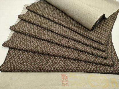 平和屋着物●江戸小紋　反物　網代文　丹後ちりめん　着尺　逸品　未使用　CABJ1595ju
