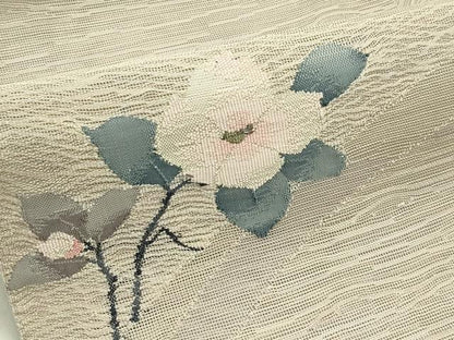 平和屋着物＊夏物　八寸名古屋帯　すくい織　枝花文　金糸　正絹　逸品　CABJ1603rv