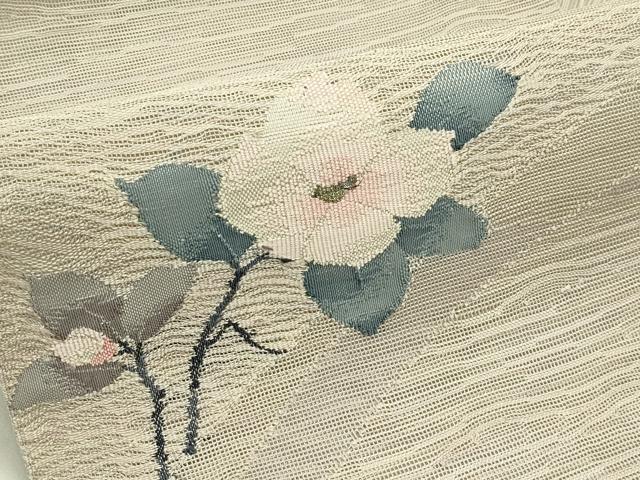 平和屋着物＊夏物　八寸名古屋帯　すくい織　枝花文　金糸　正絹　逸品　CABJ1603rv