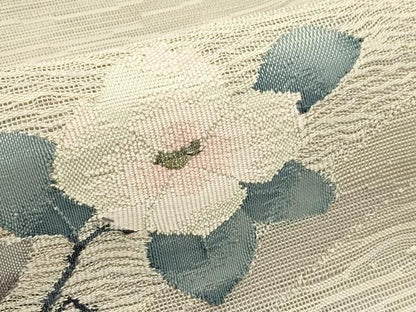 平和屋着物＊夏物　八寸名古屋帯　すくい織　枝花文　金糸　正絹　逸品　CABJ1603rv